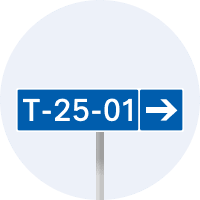 Знак 5.67.3 Номер і напрямок маршруту (дороги)